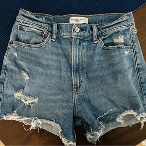 Abercrombie & Fitch Distressed Blue Jean Shorts